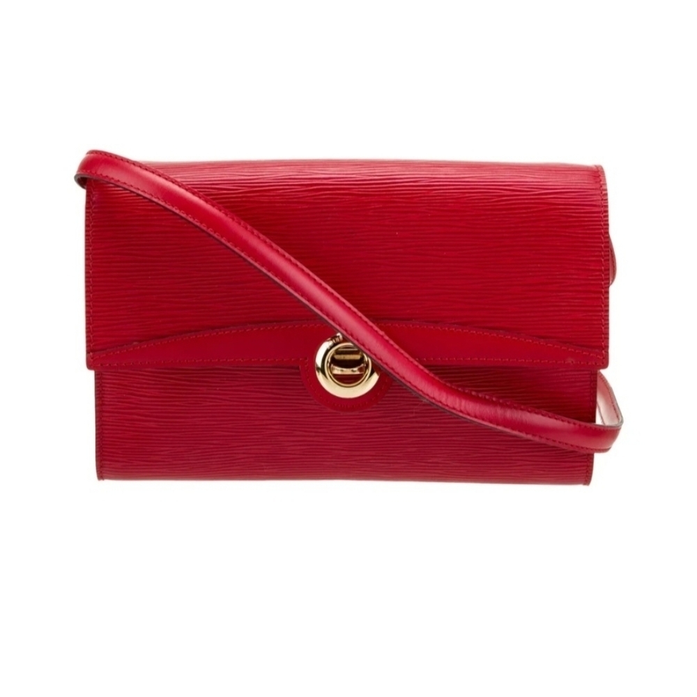 Louis Vuitton Pochette Red Epi Leather Convertible Crossbody Clutch